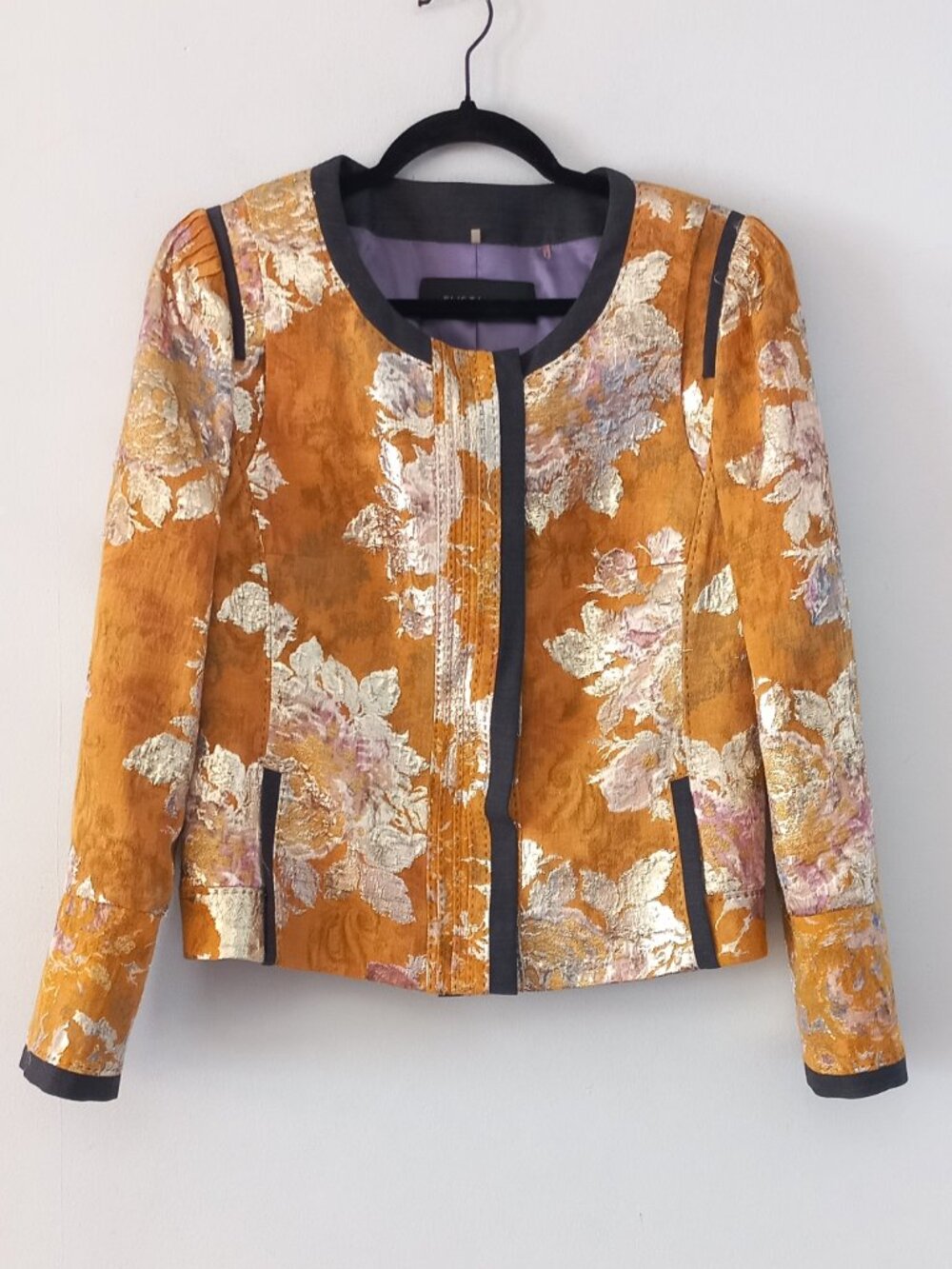 ELIE TAHARI mustard and gold blazer jacket